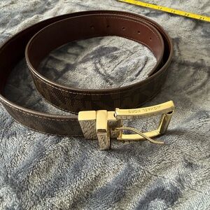 Michael Kors Brown Logo Belt with Gold Buckle